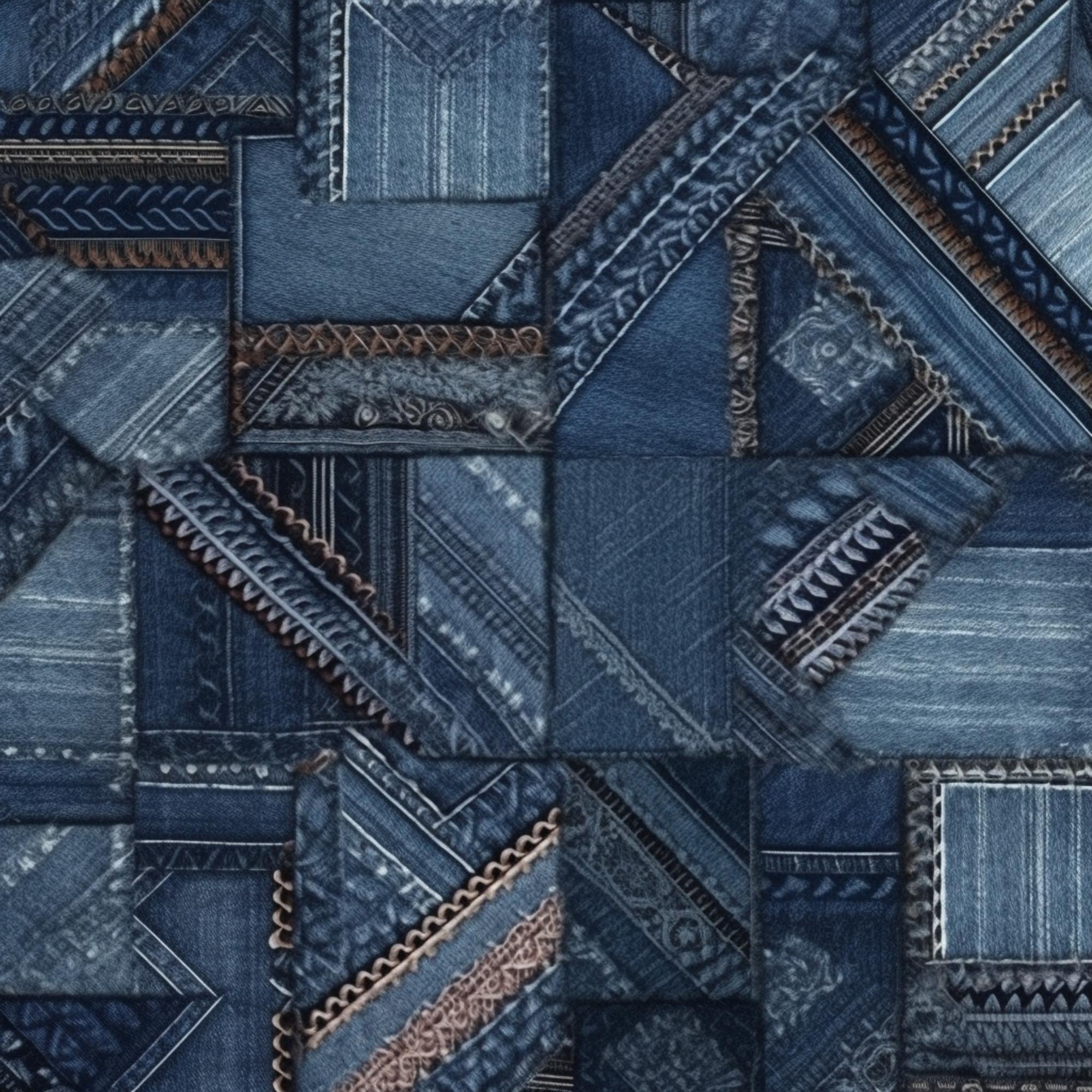 Dettaglio di ricamo geometrico su denim